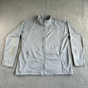 Adidas Jacket Womens Large Gray Full‎ Zip Climawarm Reflective Stretch Formotion
